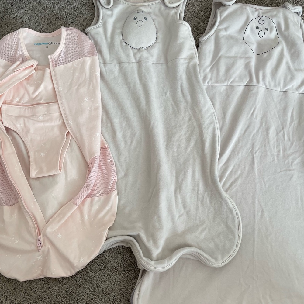 Nested Bean Gray Sleep Sacks and Bonus Happiest Baby Swaddle